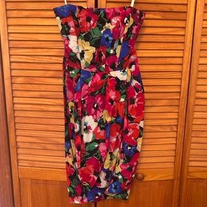 Shoshanna Strapless 100% Silk Floral Cocktail Dress sz 6